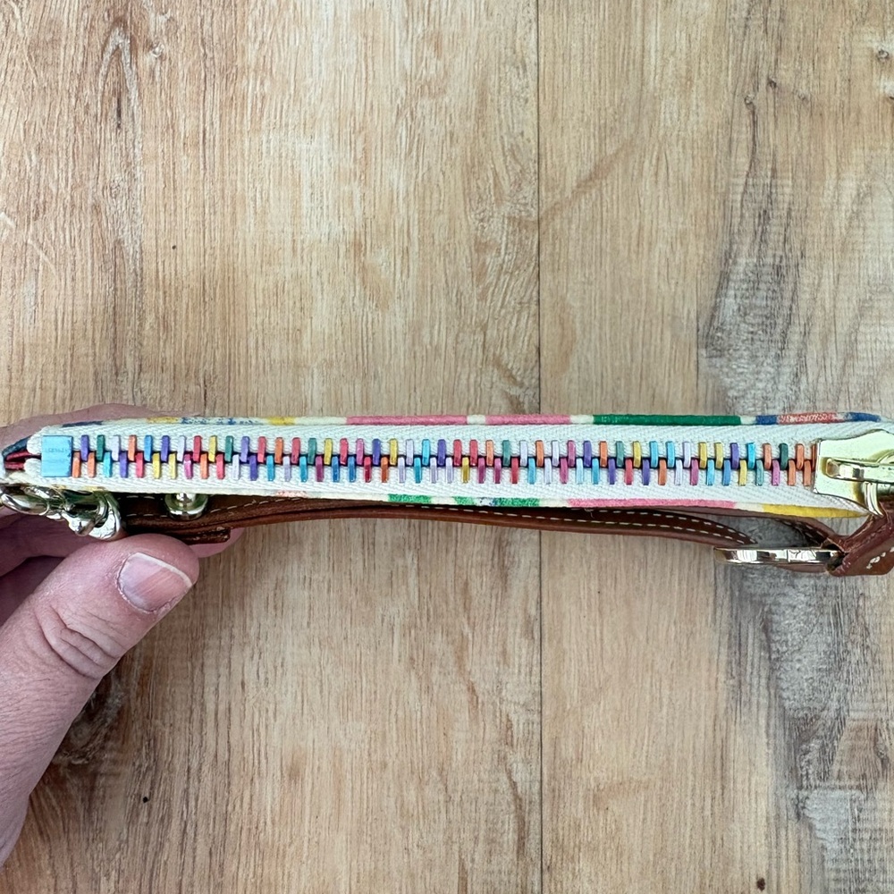 Dooney & Bourke Wristlet | Cream Multicolor Alphabet Wallet with Leather Strap - Picture 5 of 10